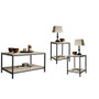 Home Square 3 Piece Living Room Coffee Table Set with Industrial Look Coffee Table and 2 End Tables in Charter Oak