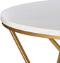 WE Furniture Modern Round Nesting Coffee Accent Table Living Room, Set Of 2, White Marble, Gold