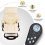 Mcombo Recliner with Ottoman Reclining Chair with Vibration Massage, 360 Degree Swivel Wood Base, Faux Leather 9068 (Cream White)