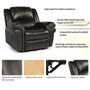 Rocker Recliner Chair,Overstuffed Faux Leather Recliner,Heavy Duty Glider Recliner for Living Room,Brown Home Theater Seating