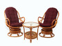 Java Chair Lounge Swivel Rocking Natural Rattan Wicker with Dark Brown Cushion, Cognac