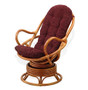 Java Chair Lounge Swivel Rocking Natural Rattan Wicker with Dark Brown Cushion, Cognac