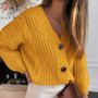 Women Short Cardigan Knitted Sweater Autumn Winter Long