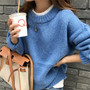 Aachoae Sweater Women 2020 Autumn Winter Solid O Neck Pullover Sweaters