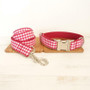 Lovely RED YUMMY PLAID dog collars leashes set 5 sizes
