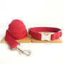 Lovely GIRL red poly satin and nylon 5sizes red dog collars and leashes set