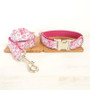 Lovely PINK FLOWER dog collars and leashes set 5 sizes