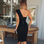 Women Ruffle One Shoulder Sexy Bandage Black Bodycon Party Dresses