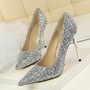 Women's Luxury Glitter Crystal Heels Cinderella Pumps Wedding Shoes