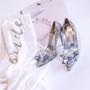 Women's Luxury Rhinestone Crystal Stiletto Heels Cinderella Pumps Wedding Shoes