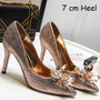 Women's Luxury Rhinestone Crystal Stiletto Heels Cinderella Pumps Wedding Shoes