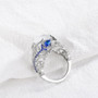 925 Sterling Silver Jewelry For Women Moonstone Sapphire Flower Ring Size6,7,8,9,10