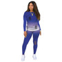 Women Two Piece Sets Gradient Printed Long Sleeve Crop Tops T-Shirt Jogger Pants Suit Outfit