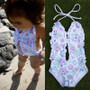 Summer Kids Toddler Girl Self Tie Strappy One Piece Floral Bikini Swimsuit Swimwear One Piece Suits 1-6Y