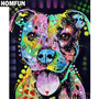 HOMFUN Full Square/Round Drill 5D DIY Diamond Painting "Colorful dog" 3D Embroidery Cross Stitch 5D Home Decor Gift A01021