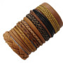 10pcs/set Black Wrap Woven New Fashion Handmade Men Bracelets Male Women Leather Bracelet Men Bangle Wholesale Jewelry Gift