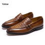 FELIX CHU Casual Business Men's Dress Shoes Genuine Leather Crocodile Print Brown Party Wedding Mens Loafers With Double Buckles