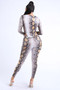 Foiled Snake Printed Bodysuit Leggings Sets