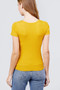 Short Sleeve V-neck W/button Detail Rib Knit Top