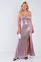 Plus Size Mauve Sequin V-neck Criss Cross Open Back Side Slit Maxi Dress