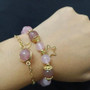 20 PCS/LOT MiFaViPa Handmade Natural Stone Star Shaped Pink Buddha Beads Bracelet Pink Zebra Stone Lotus Charm Bracelet for Women Yoga Jewelry Gifts