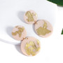 New Design Fashion Hanging Earrings Handmade Polymer Clay Gold Foil Geometric Round Earrings Women's Jewelry Wholesale
