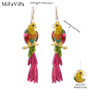 European and American exaggerated alloy dripping earrings creative geometric animal parrot diamond earrings