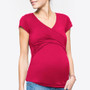 Maternity Solid Breastfeeding Short Sleeve Top