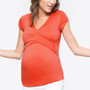 Maternity Solid Breastfeeding Short Sleeve Top