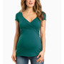 Maternity Solid Breastfeeding Short Sleeve Top