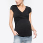 Maternity Solid Breastfeeding Short Sleeve Top
