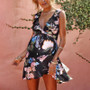 Maternity Sexy V-Neck Sleeveless Ruffle Printed Dress