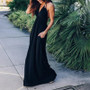 Maternity Sexy Black V-Neck Backless Long Dress