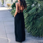 Maternity Sexy Black V-Neck Backless Long Dress