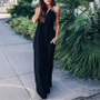 Maternity Sexy Black V-Neck Backless Long Dress