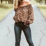 Maternity Off The Shoulder Leopard Print T-Shirt