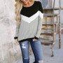 Striped long sleeve O-neck T-shirt