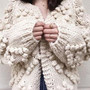 Thick Chunky Knit Pom Pom Sweater Popcorn Cardigan Jacket