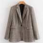 Designer One Button Tartan Plaid Womens Checked Blazer Jacket