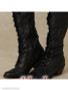 Plain Chunky Low Heeled Point Toe Date Outdoor Knee High High Heels Boots