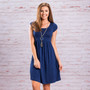 Short-sleeved solid color beach casual dress