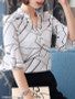 V Neck Printed Bell Sleeve Blouses