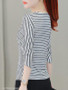 V Neck Stripes Long Sleeve T-Shirts