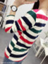 V Neck Striped Long Sleeve T-Shirts