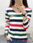 V Neck Striped Long Sleeve T-Shirts