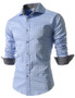 Turn Down Collar Single Breasted Office Style Plaid Men Shirt