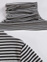 Turtle Neck Loose Fitting Stripes Long Sleeve T-Shirts