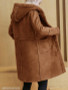 Hooded Patch Pocket Plain Fleece Lined Coat