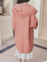 Hooded Patch Pocket Plain Woolen Coat