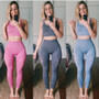 Sexy Sports Suits Seamless Yoga Set Women Fitness Clothing Sportswear Woman Gym Leggings Padded Push-up Strappy Sports Bra